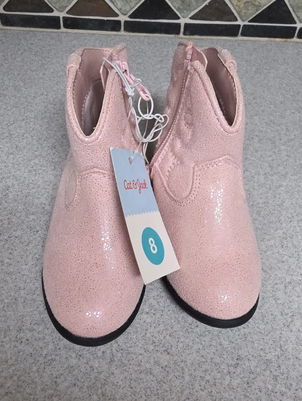 Cat & Jack Shimmer Pink Girls' Western Ankle Boots